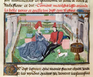 Ms 5072 f.71v Der Garten der Liebe, aus dem Reaud de Montauban-Zyklus